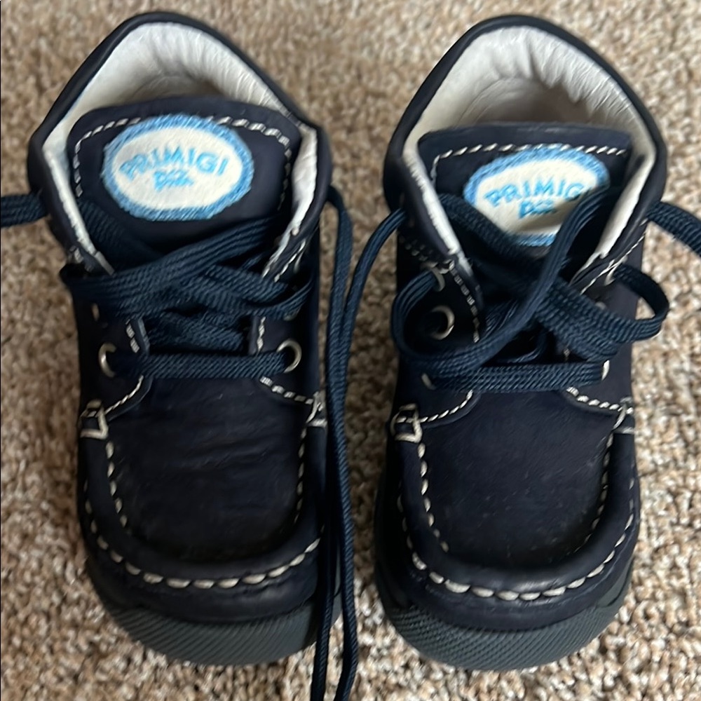 Primigi Blue Moccasin Shoes with Contrast Stitching